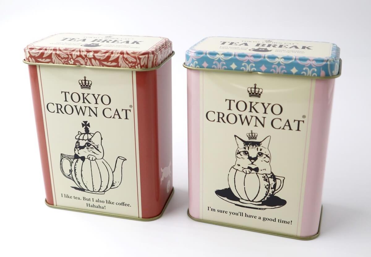 アッサムティー＆ピーチティーの猫デザイン缶 by TOKYO CROWN CAT