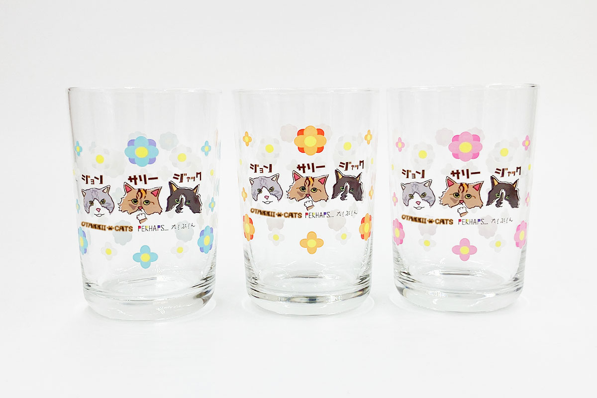 昭和レトロ＆猫キャラデザインのグラス