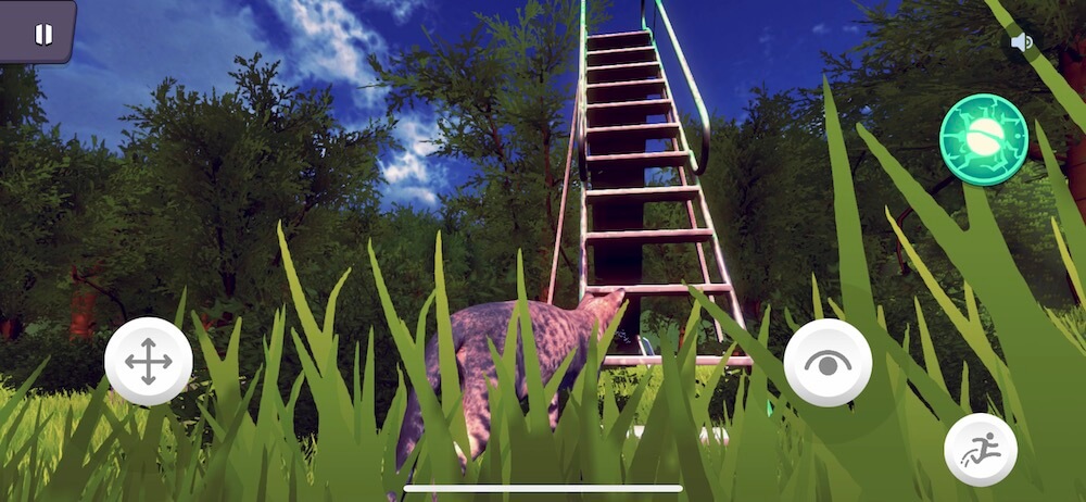 滑り台の階段側にまわる猫 by メタバースアプリ「ネコデース（NEKO DEESU）」