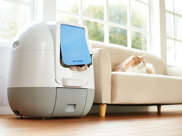 カーテンで猫のプライバシーにも配慮！オゾン発生器で消臭する自動猫