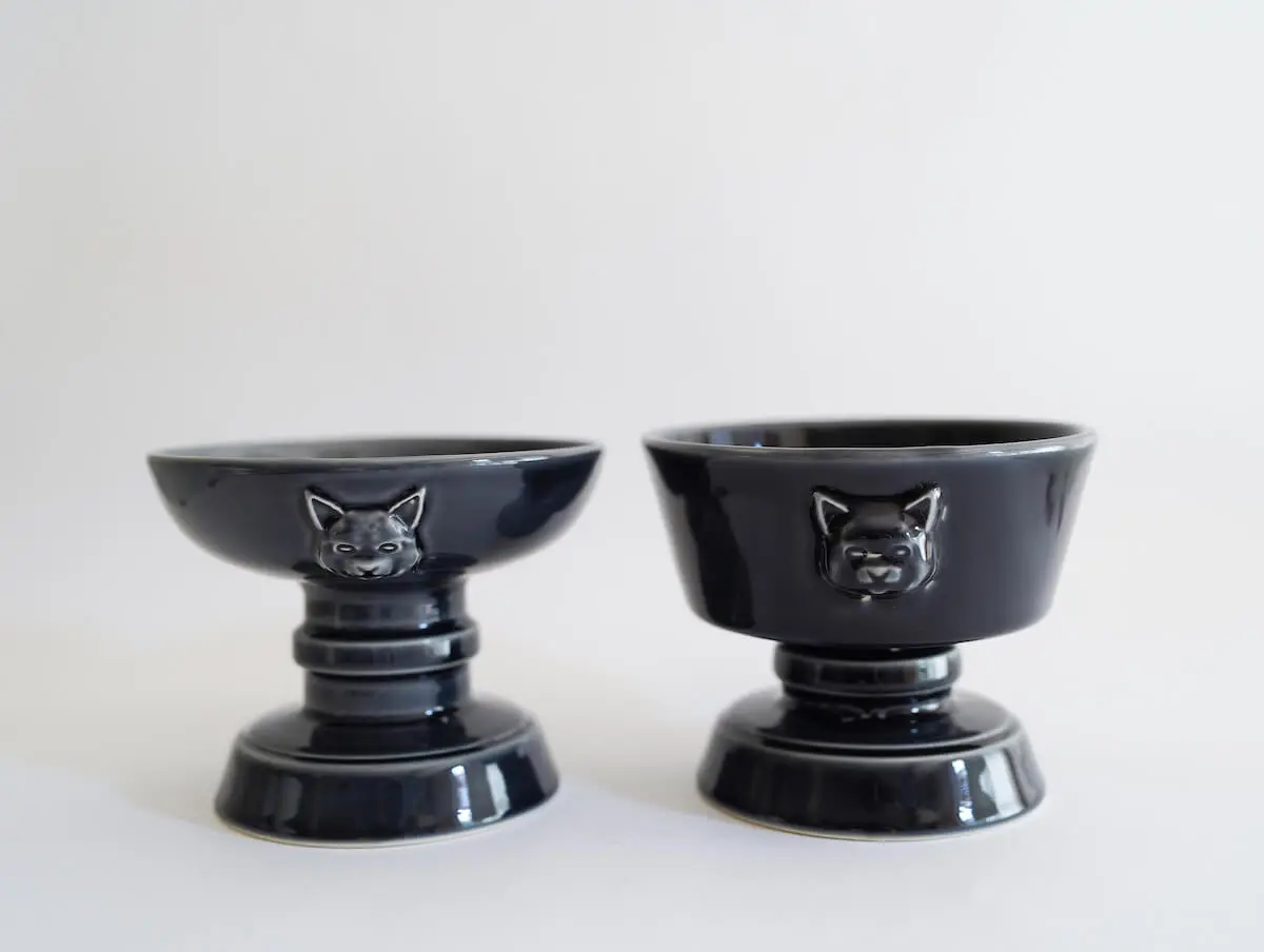 新品！cat design フードボウル&ウォーターボウルセット food bowl & water bowl set（HAKU&GOLD） – cat design®