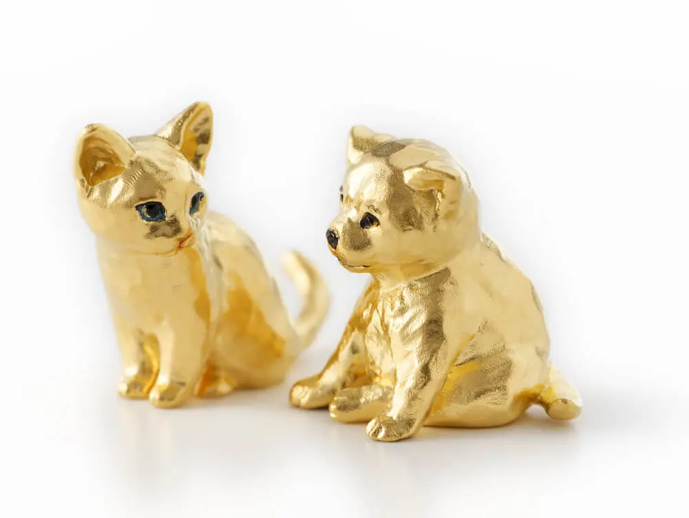 シルバー 子猫 彫金 木製額