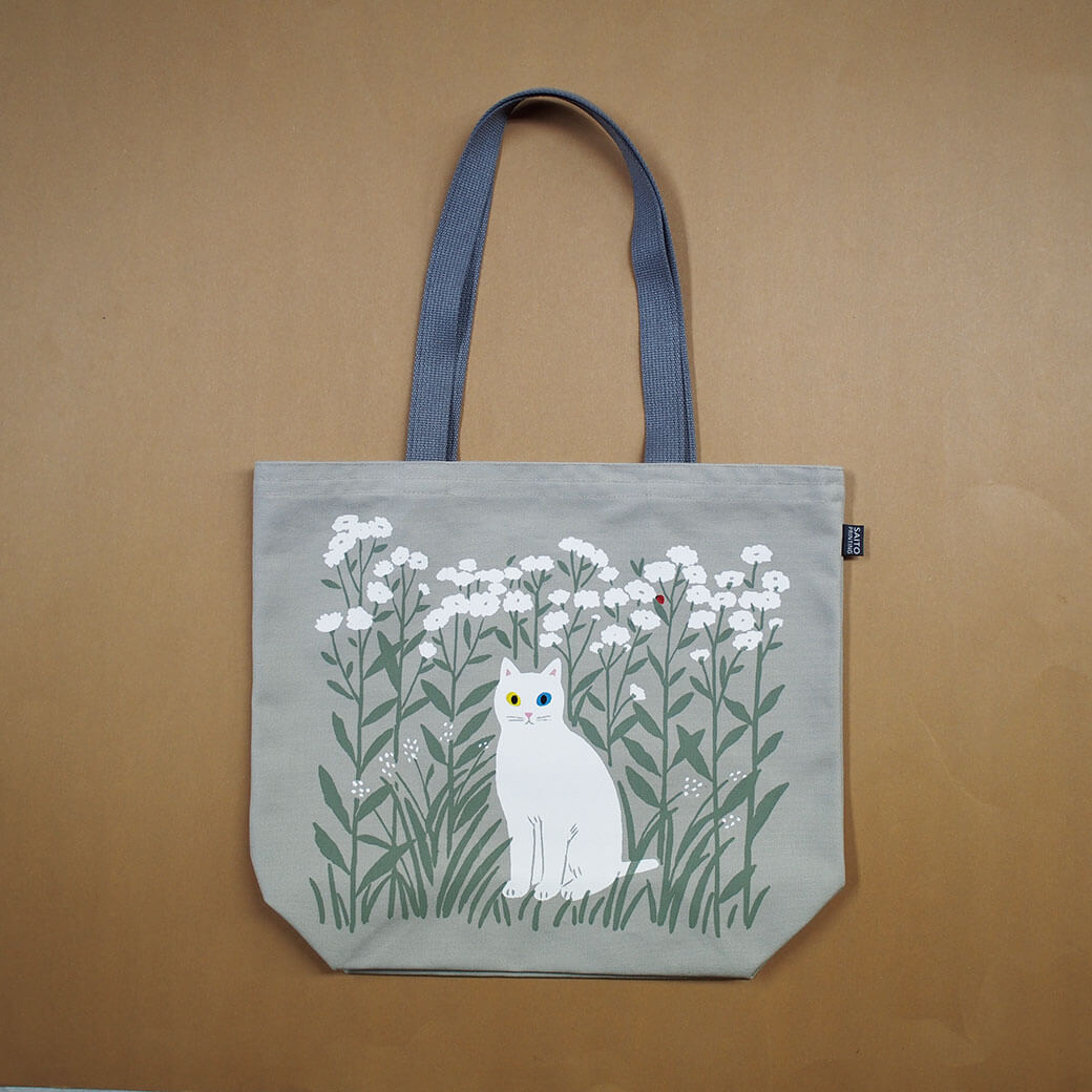 猫デザインのトートバッグ「草むらねこ」 by 工房SAITO
