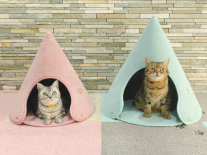 とんがりフォルムがお部屋に映える！テントみたいな形をしたこだわり猫ハウス「Rugtasu Cone（ラグタス コーン）」