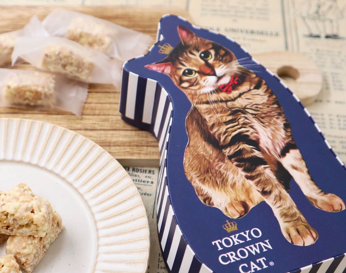 猫デザインのダイカットBOX付きのクランチチョコ