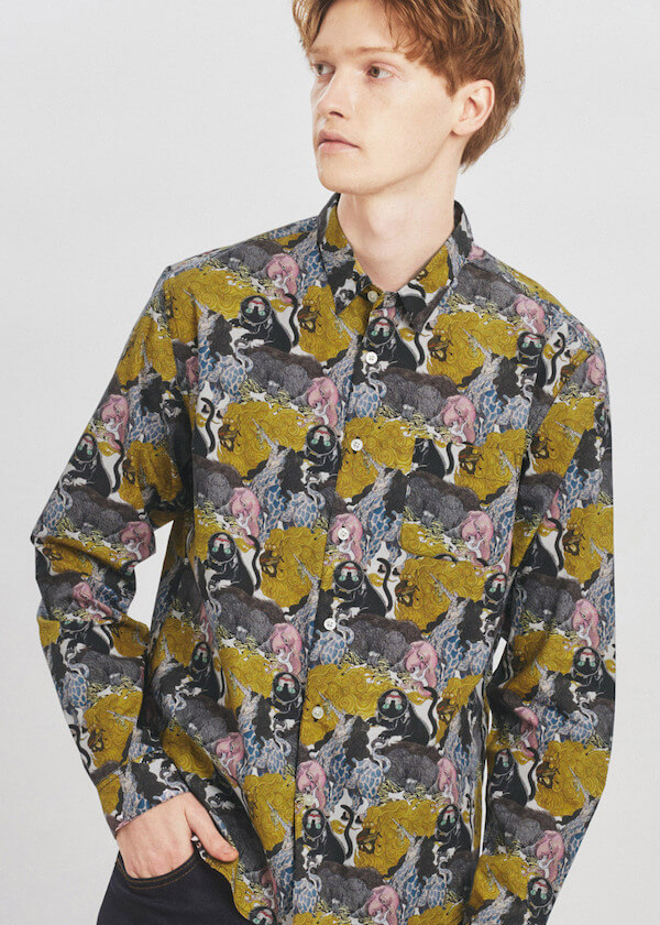 石黒亜矢子デザインの長袖シャツ「化け猫と幻獣 パターン」