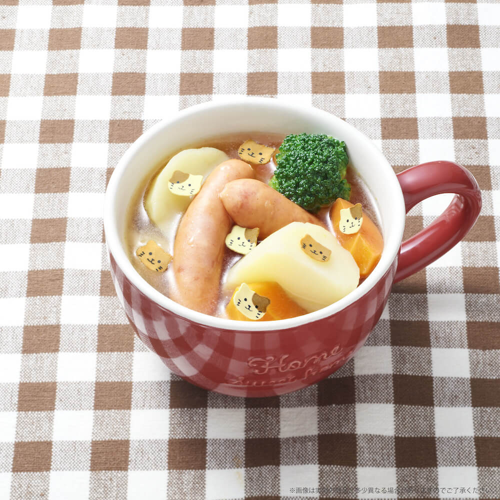 「キャラフル ねこ」でスープを猫風にアレンジしたイメージ