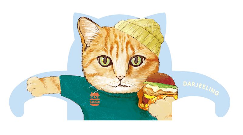 猫型ティーバッグ「キャットタウン（CAT TOWN）」ハンバーガー屋さんのバンズくん