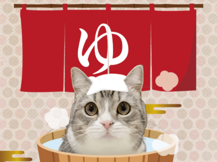 ギネス猫「もちまる」がスーパー銭湯をジャック！極楽湯などの17店舗でコラボ風呂やメニューが登場