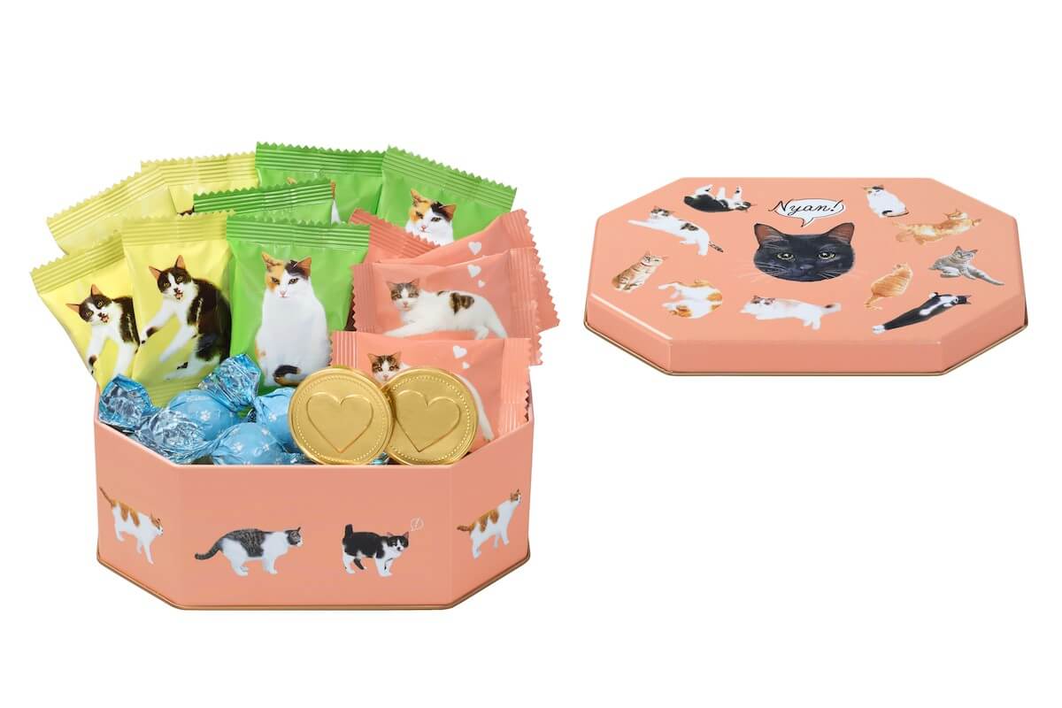 猫デザインの個包装チョコレートを詰め合わせた「にゃんだふるBOX」 by メリーチョコレート
