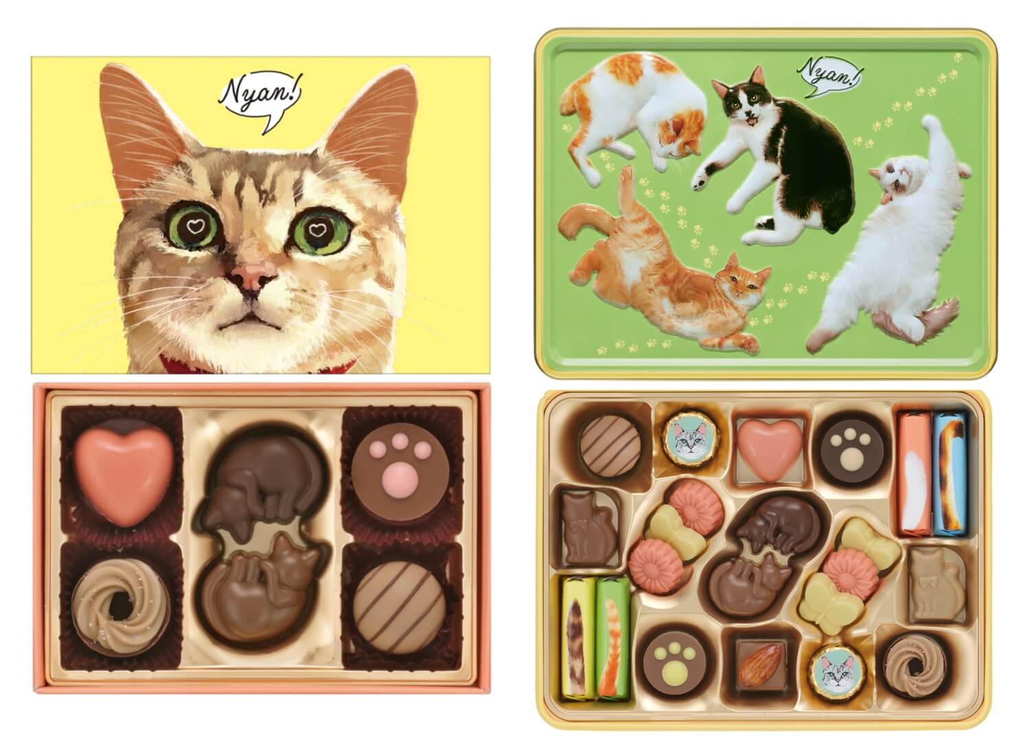 ネコ型やハート型のチョコレートが入った「にゃそーてっどチョコレート」 by メリーチョコレート