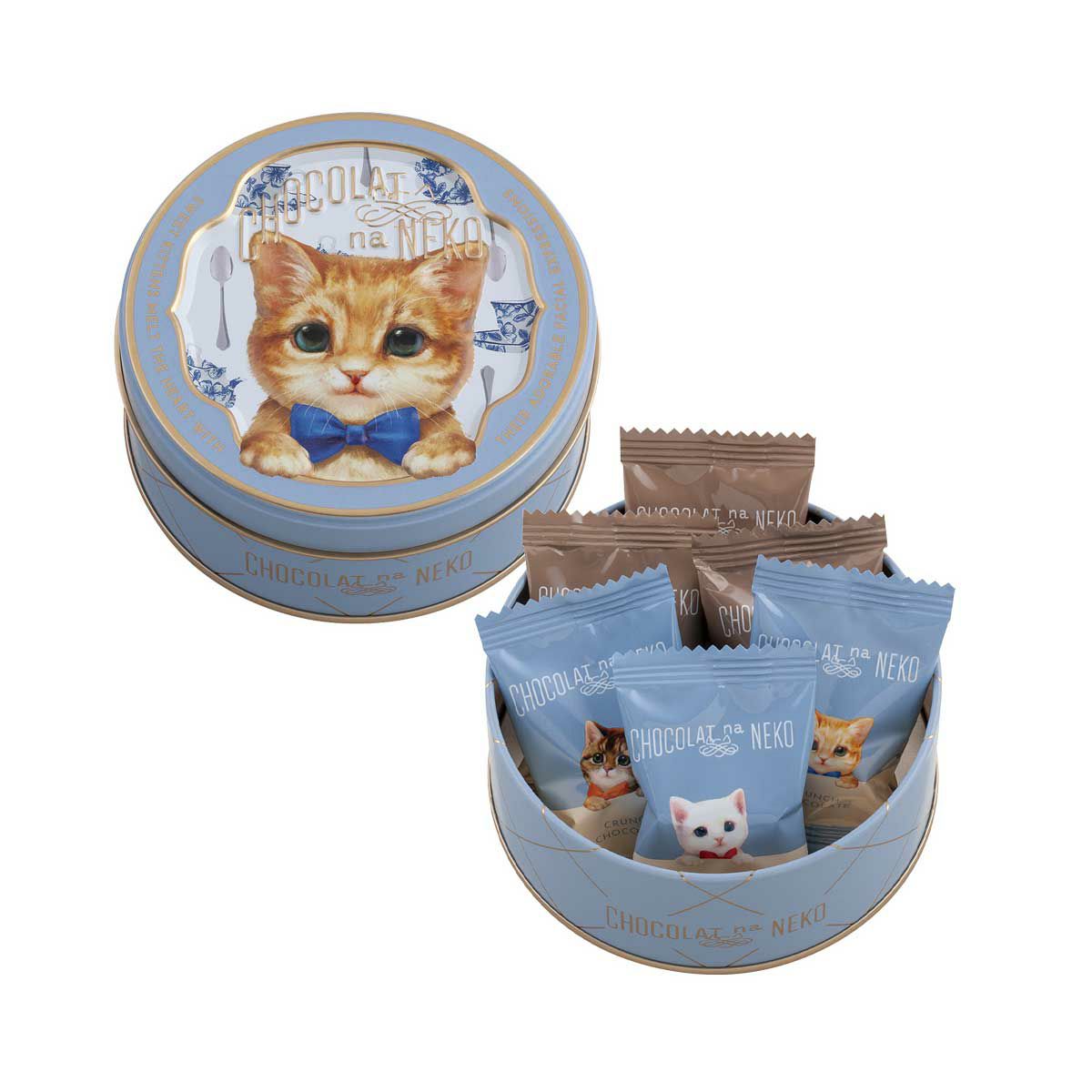 茶トラ猫モチーフのミニ缶チョコレート「甘えんぼうのミア」 by モロゾフのバレンタインチョコ「ショコラな猫」シリーズ