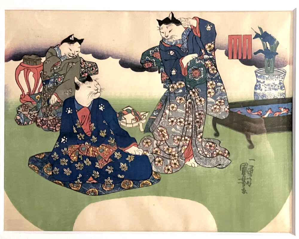擬人化した猫を描いた浮世絵『猫源氏物語』 by 歌川国芳