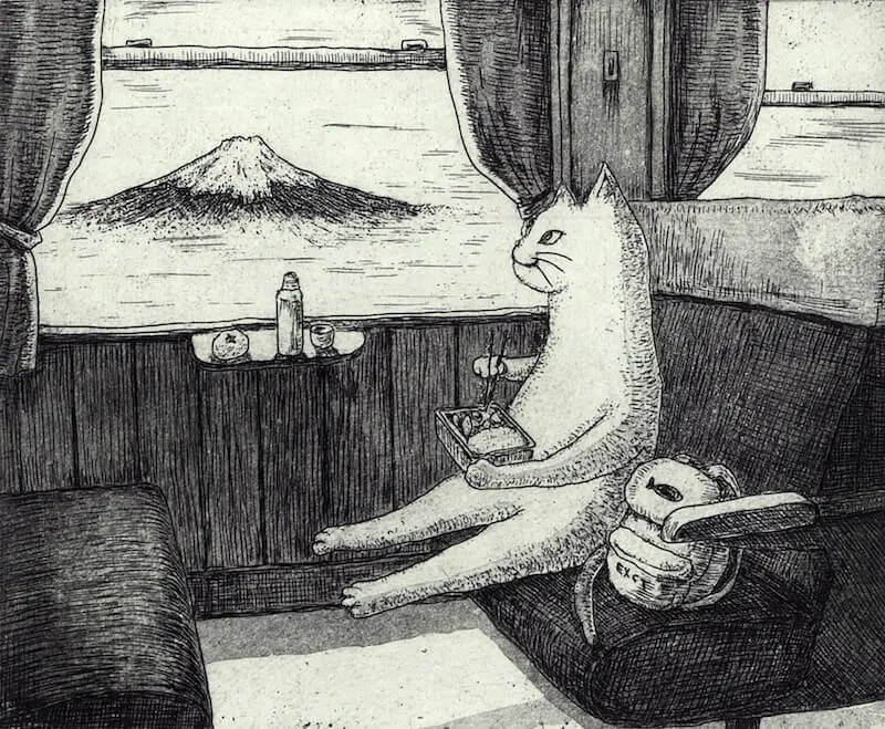 寺澤智恵子 銅版画 コーヒー待ち フクロウ テラサワチエコ ふくろう 寺澤智恵子 銅版画 コーヒー待ち フクロウ テラサワチエコ
