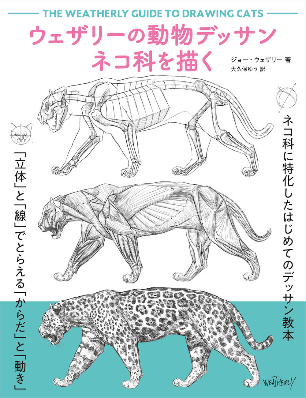 書籍『ウェザリーの動物デッサン ネコ科を描く』の表紙イメージ