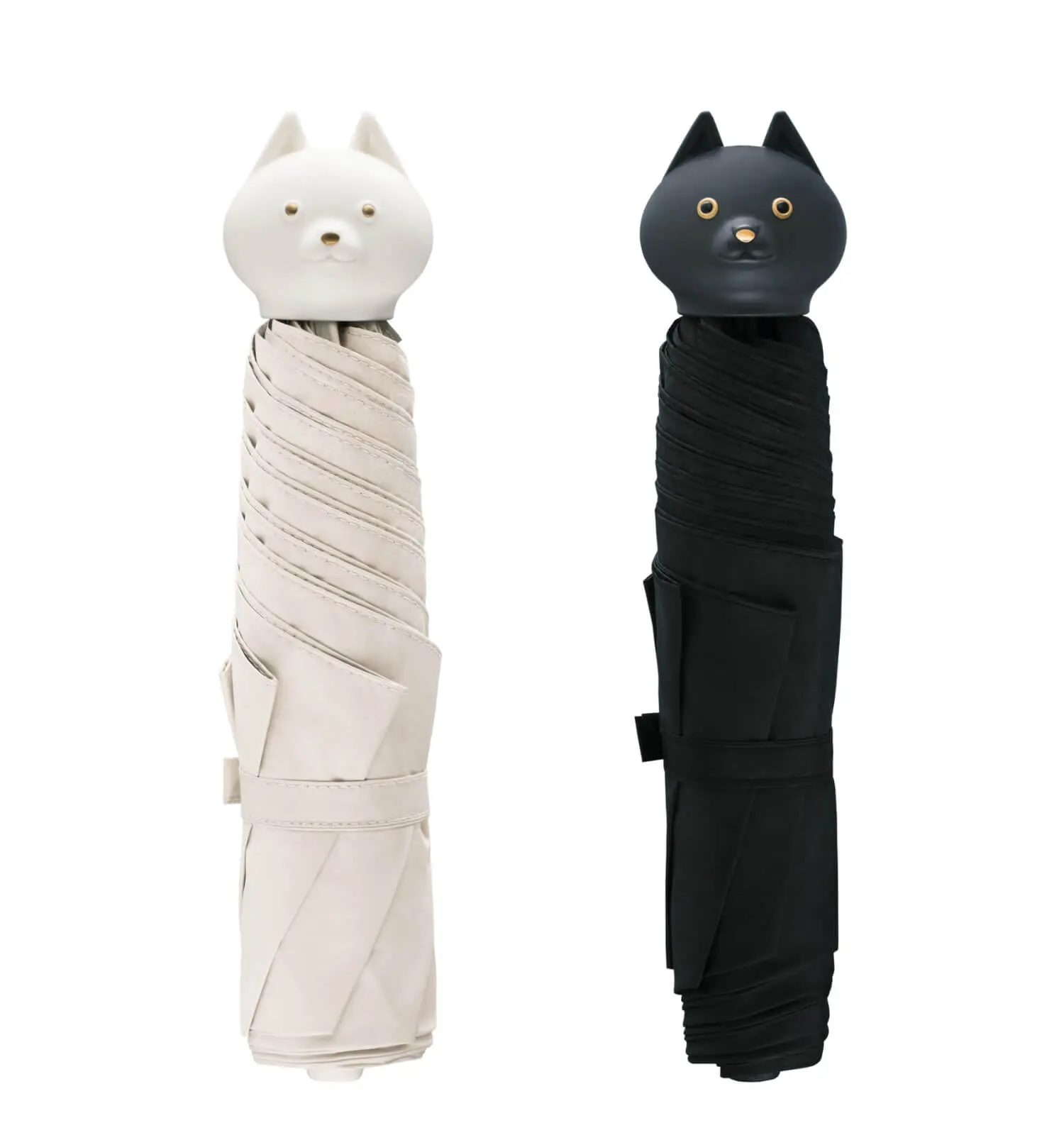 見た目は完全にねこ】ハンドルが猫の顔になった折りたたみ傘 nekopi