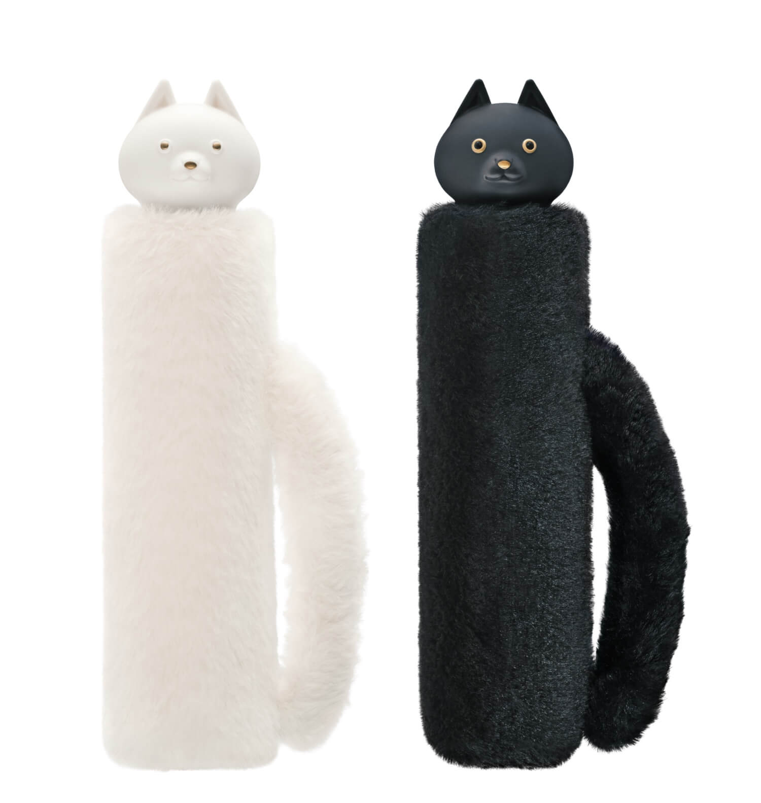 猫のマスコットのような折りたたみ傘『nekopi（ネコピ）』モフモフの毛のようなカバー付き